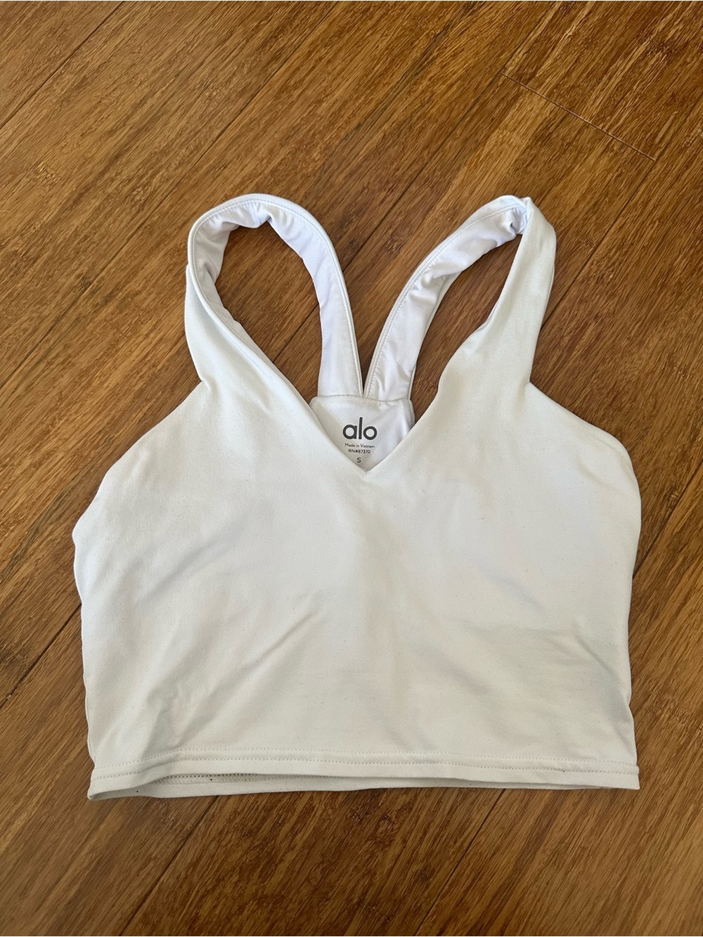 Alo Women’s White V-Neck Sports Bra